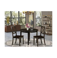East West Furniture 3 Pc small Kitchen Table and Chairs set-round Table and 2 dinette Chairs