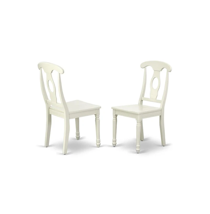East West Furniture 3 Piece Dinette Set Contains 1 Drop Leaves Wooden Dining Table and 2 Linen White Mid Century Dining Chairs with Napoleon Back