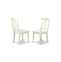 East West Furniture 3 Piece Dinette Set Contains 1 Drop Leaves Wooden Dining Table and 2 Linen White Mid Century Dining Chairs with Napoleon Back