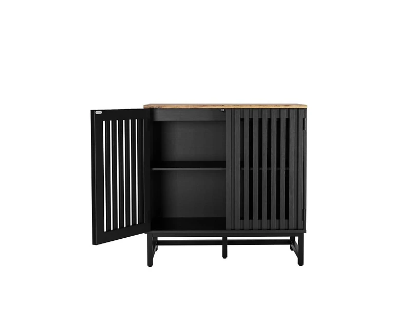 Casainc Storage Cabinet with Slatted Grille Striped Door