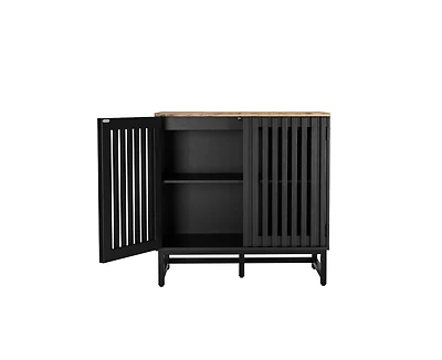 Casainc Storage Cabinet with Slatted Grille Striped Door
