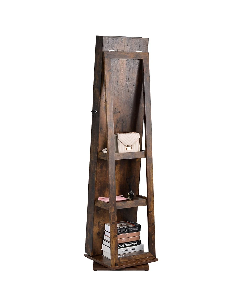 Casainc Full Length Mirror Bathroom Swivel Jewelry Cabinet