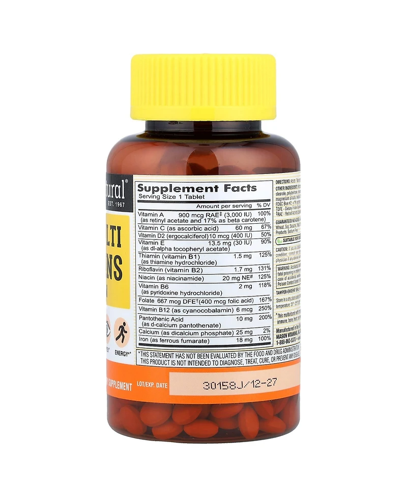 Mason Natural Mason Vitamins Mason Daily Multiple Vitamins With Iron Tablets