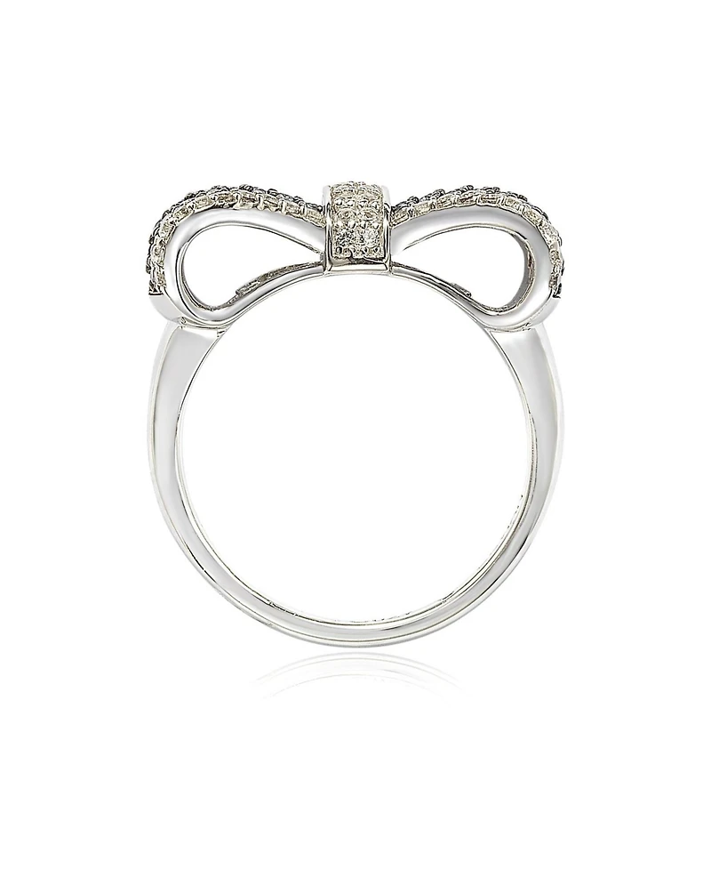 Suzy Levian Sterling Silver Sapphire & Created White Pave Puff Bow Band Ring