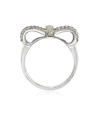 Suzy Levian Sterling Silver Sapphire & Created White Pave Puff Bow Band Ring