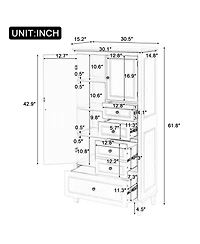 Casainc Tall and Wide Storage Cabinet with Doors, Four Drawers, Adjustable Shelves for Bathroom/Office