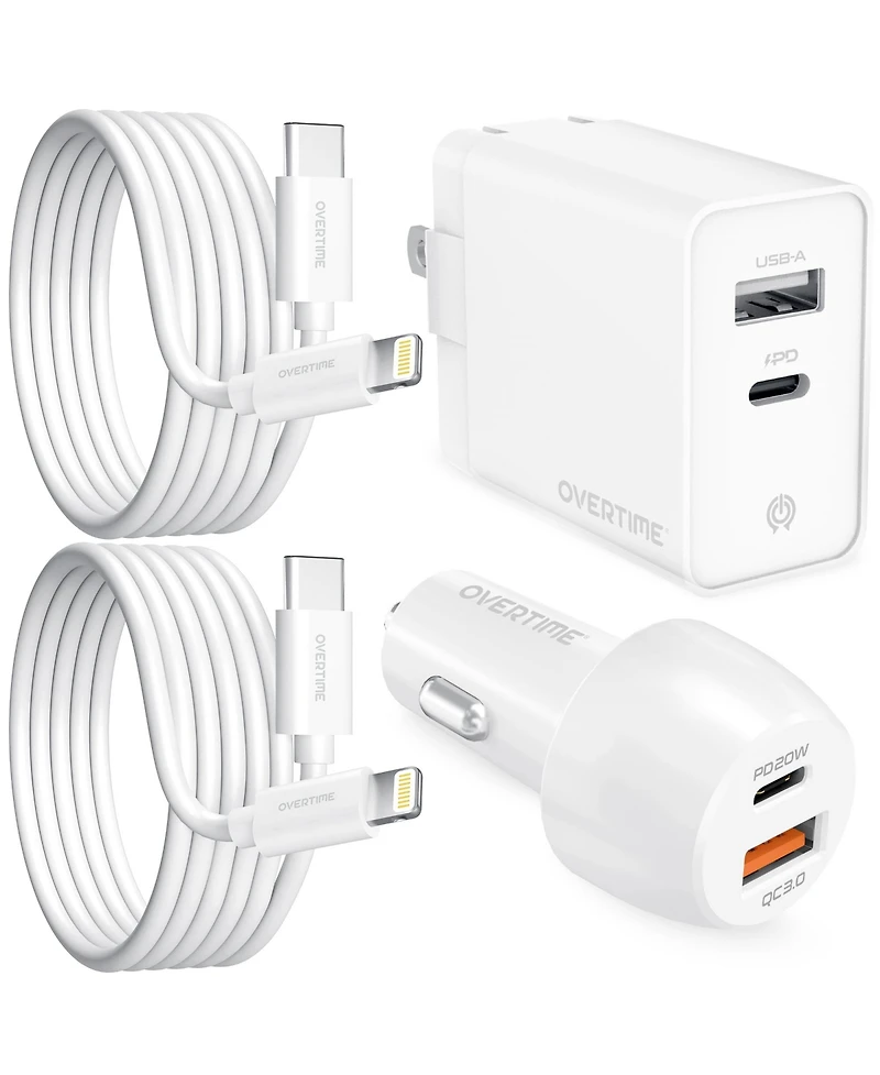 Overtime Lightning to C Cable: Dual Usb-c PD20W & Usb-a Car Charger (OHC10ICX2)