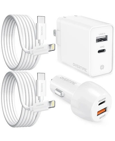 Overtime Lightning to C Cable: Dual Usb-c PD20W & Usb-a Car Charger (OHC10ICX2)