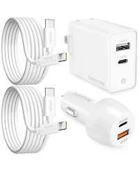 Overtime Lightning to C Cable: Dual Usb-c PD20W & Usb-a Car Charger (OHC10ICX2)