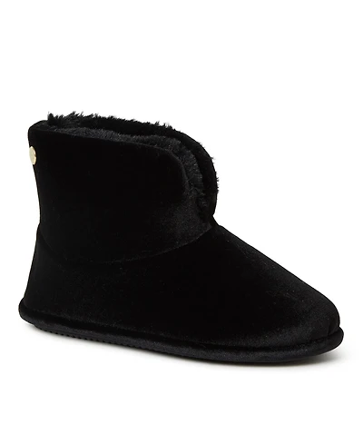 Dearfoams Women's Sara Shiny Velour Bootie House Slipper Boot