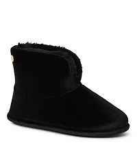 Dearfoams Women's Sara Shiny Velour Bootie House Slipper Boot