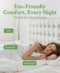 100% Organic Cotton Sheets Set, Percale Bed Sheet