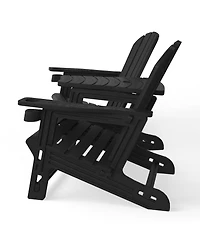 Outdoor Hdpe Adirondack Chairs With Connecting Table Tray (Set of 2)