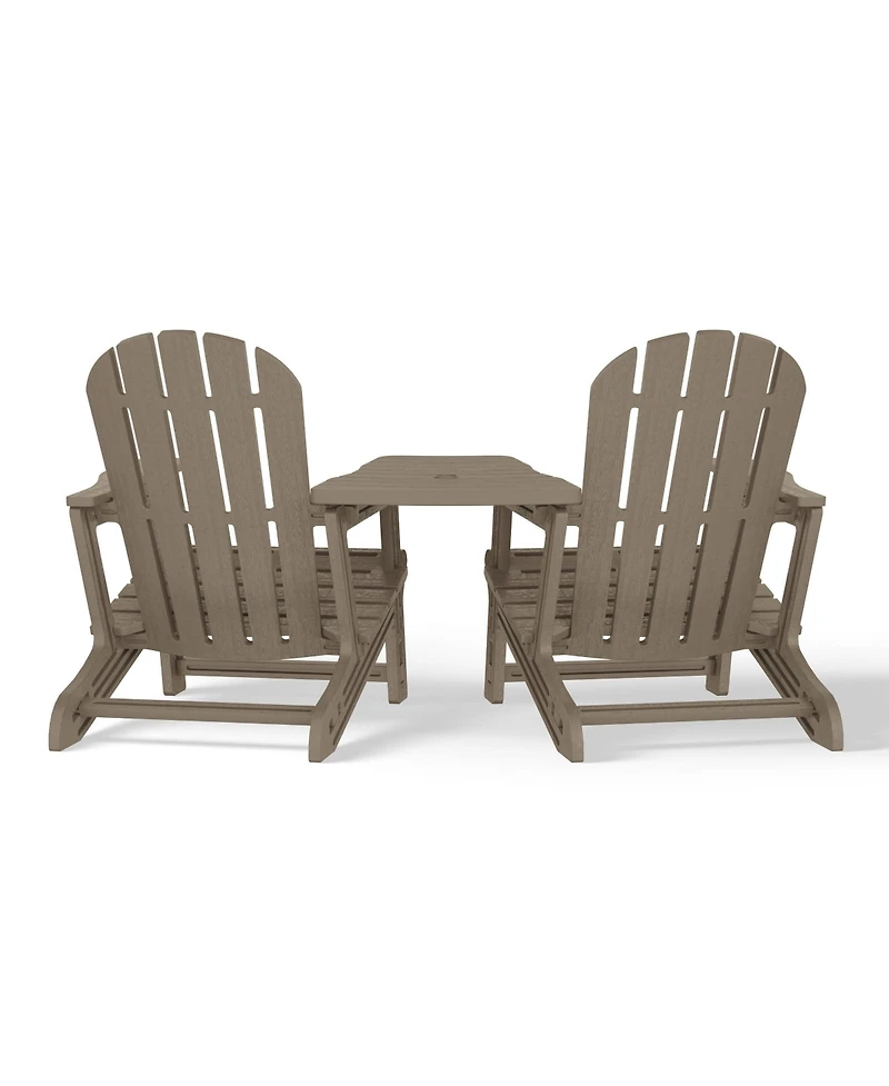 Outdoor Hdpe Adirondack Chairs With Connecting Table Tray (Set of 2)