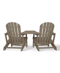 Outdoor Hdpe Adirondack Chairs With Connecting Table Tray (Set of 2)