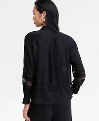 I.n.c. International Concepts Women's Lace-Detail Shirt, Macy's Exclusive