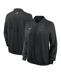 Nike Women's Black Miami Marlins Authentic Collection Team Raglan Performance Full-Zip Jacket