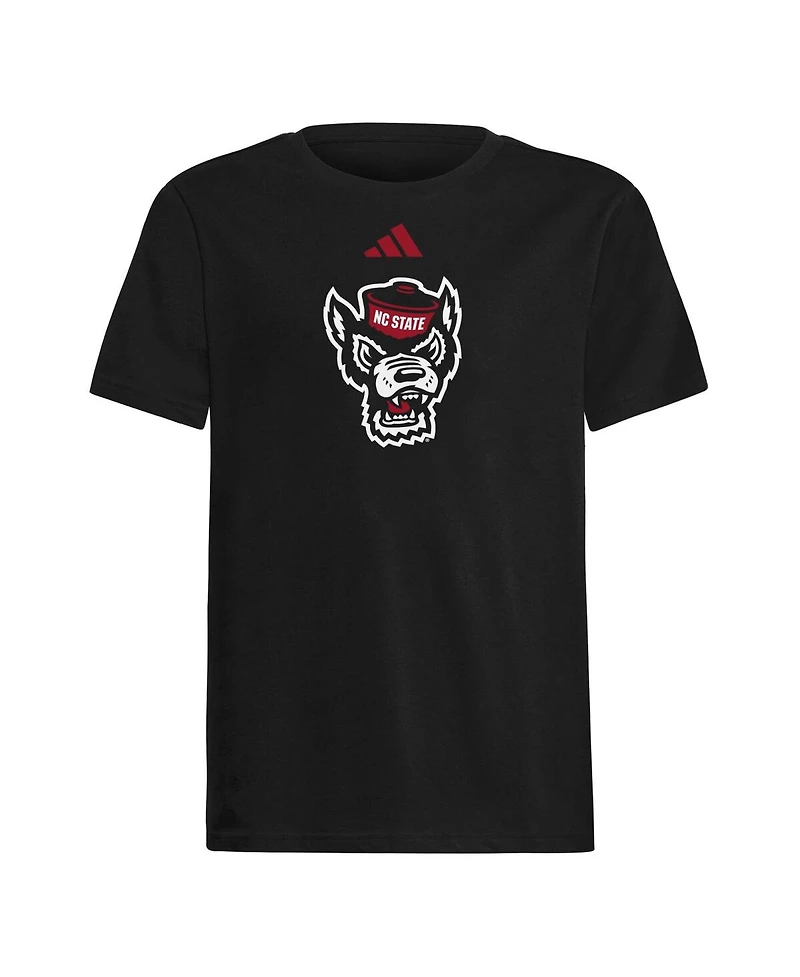 Adidas Big Boys and Girls Black Nc State Wolfpack 2023 Sideline Locker Room Logo Fresh T-Shirt