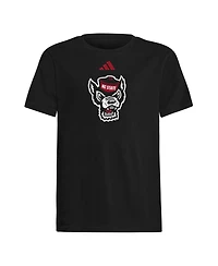Adidas Big Boys and Girls Black Nc State Wolfpack 2023 Sideline Locker Room Logo Fresh T-Shirt