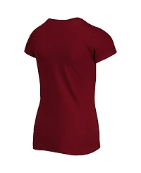 New Era Big Girls Burgundy Washington Commanders Reverse Sequin Wordmark V-Neck T-Shirt