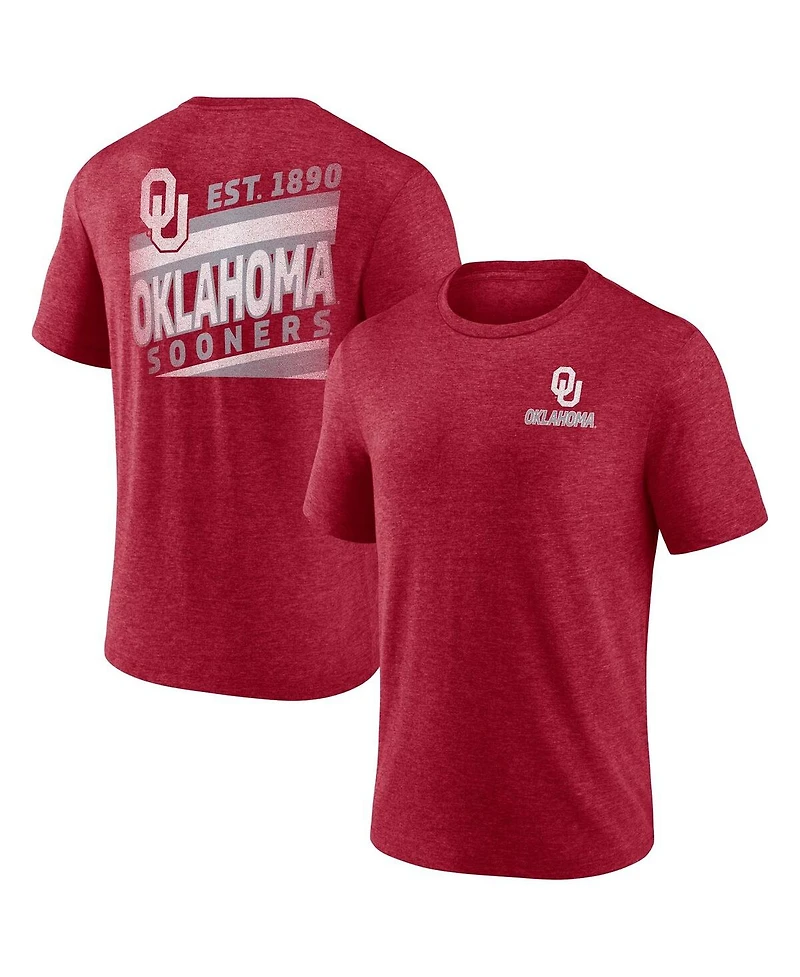 Fanatics Men's Heather Crimson Oklahoma Sooners Ideal Faded Tri-Blend T-Shirt
