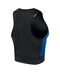 Fanatics Women's Black Chicago Cubs Studio Half-Zip Fitted Gym Tank Top