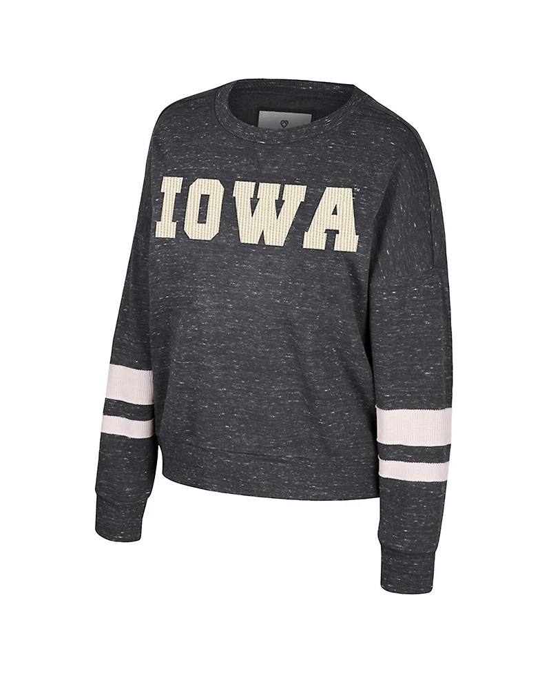 Colosseum Women's Black Iowa Hawkeyes Lost City Speckle Pullover Sweatshirt