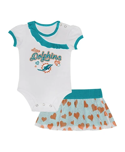Outerstuff Baby Boys and Girls 2-Piece Miami Dolphins Love My Team Bodysuit Skirt Set