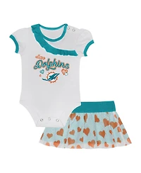 Outerstuff Baby Boys and Girls 2-Piece Miami Dolphins Love My Team Bodysuit Skirt Set
