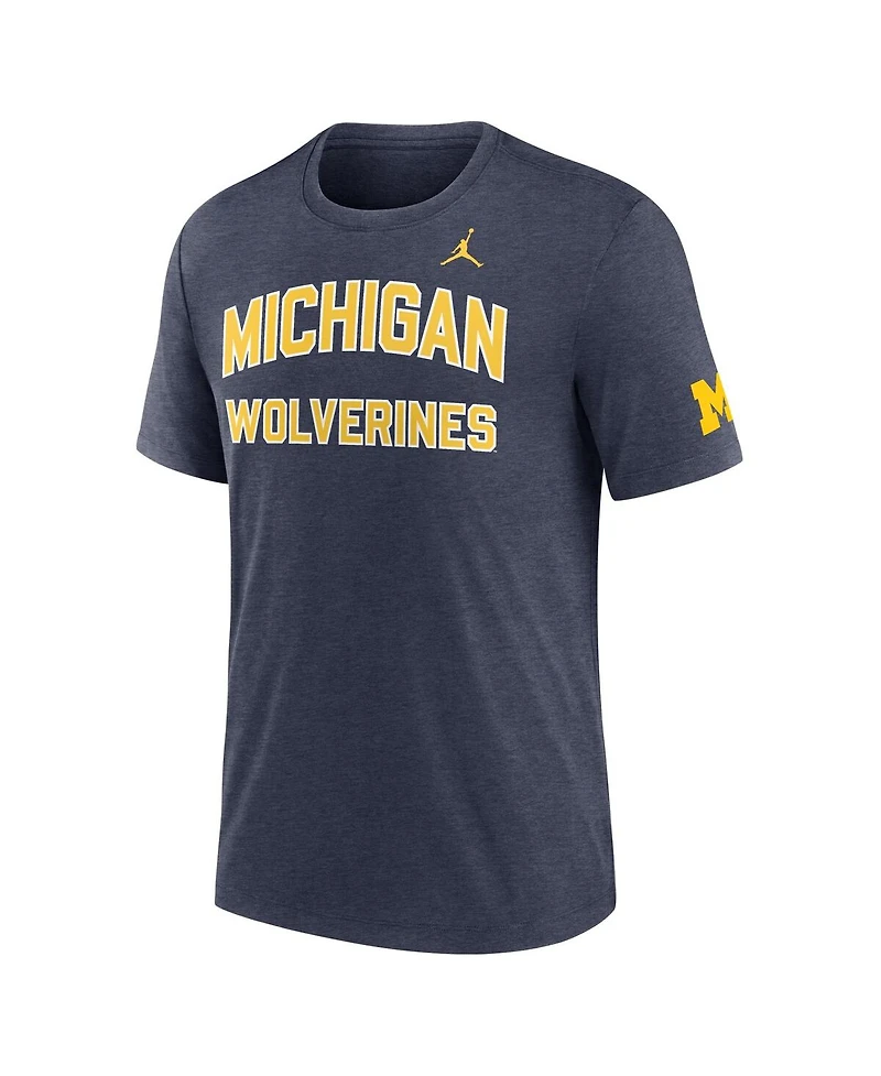Jordan Men's Heather Navy Michigan Wolverines Campus Collegiate Block Tri-Blend T-Shirt