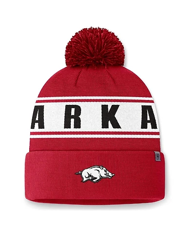 Top of the World Men's Cardinal Arkansas Razorbacks Slash Cuffed Pom with Knit Hat