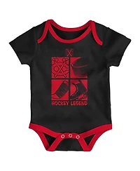 Outerstuff Baby Boys and Girls 3-Piece Chicago Blackhawks Legend Bodysuit Set