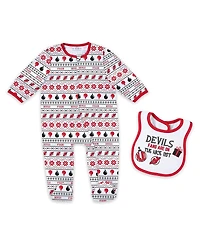 Wear by Erin Andrews Newborn New Jersey Devils Allover Print Full-Zip Sleeper with Bib Christmas Set