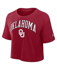 Jordan Women's Crimson Oklahoma Sooners Athletic Prep Arch Cropped Performance T-Shirt