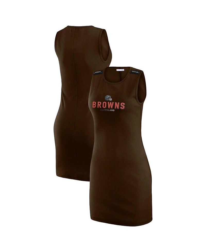 Wear by Erin Andrews x Gracie Women's Hunt Brown Cleveland Browns Ribbed Tank Dress