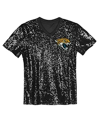 Outerstuff Big Girls Trevor Lawrence Black Jacksonville Jaguars Sequin V-Neck Fashion Jersey