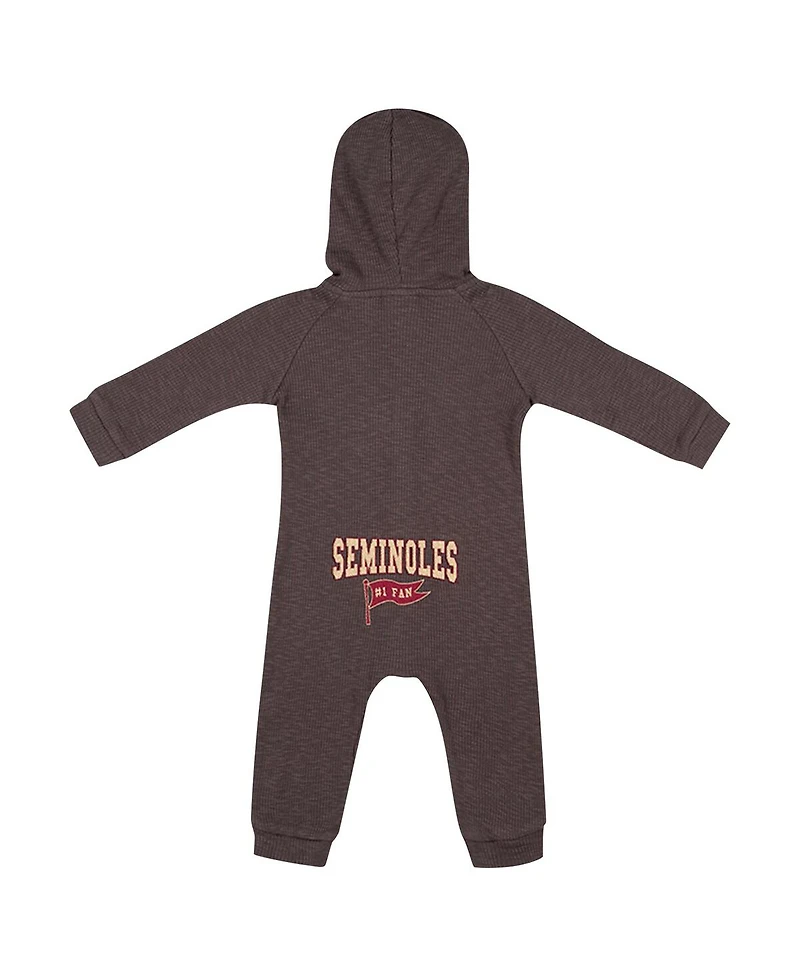 Colosseum Baby Boys and Girls Charcoal Florida State Seminoles Zando-Zan Waffle Full-Snap Hooded Romper