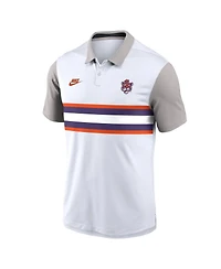 Nike Men's White/Gray Clemson Tigers Athletic Prep Legacy Logo Vapor Performance Polo Shirt