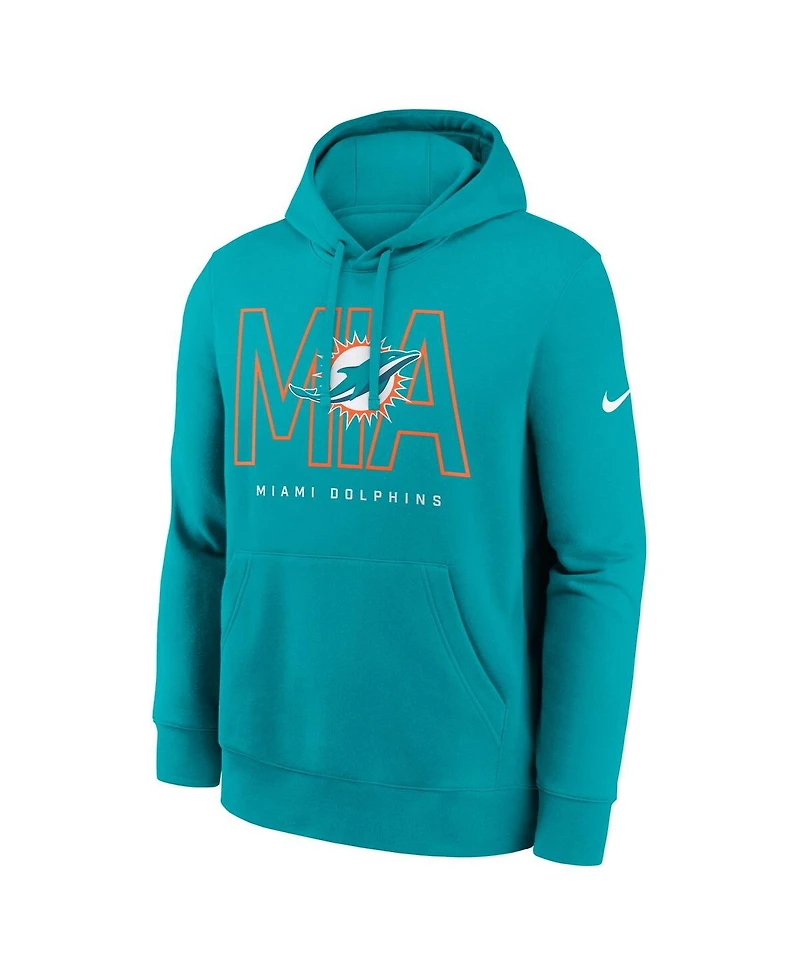 Nike Men's Aqua Miami Dolphins Busted Play Club Fleece Pullover Hoodie