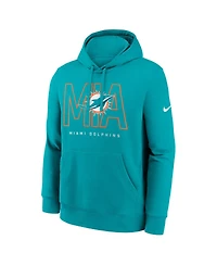 Nike Men's Aqua Miami Dolphins Busted Play Club Fleece Pullover Hoodie