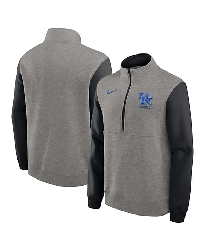 Nike Men's Heather Gray/Black Kentucky Wildcats Club Fleece Half-Zip Pullover Sweatshirt