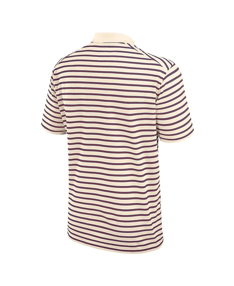 Nike Men's Cream/Purple Clemson Tigers Solid Foundation Striped Performance Polo Shirt