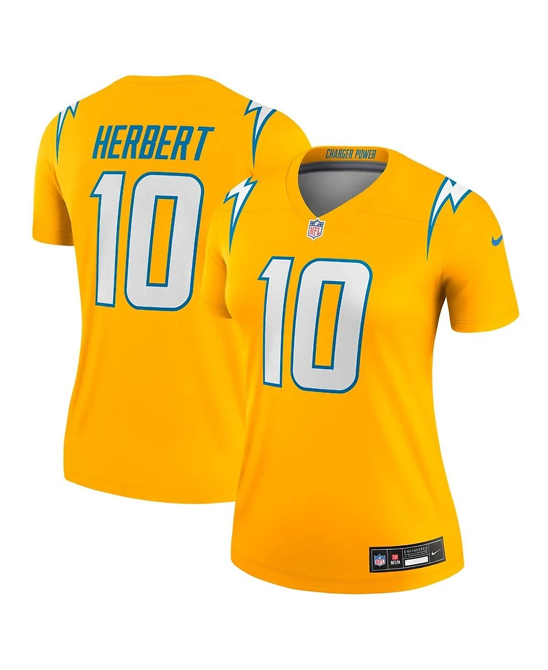 Nike Women's Justin Herbert Gold Los Angeles Chargers Alternate Charger Power Legend Player Performance Top