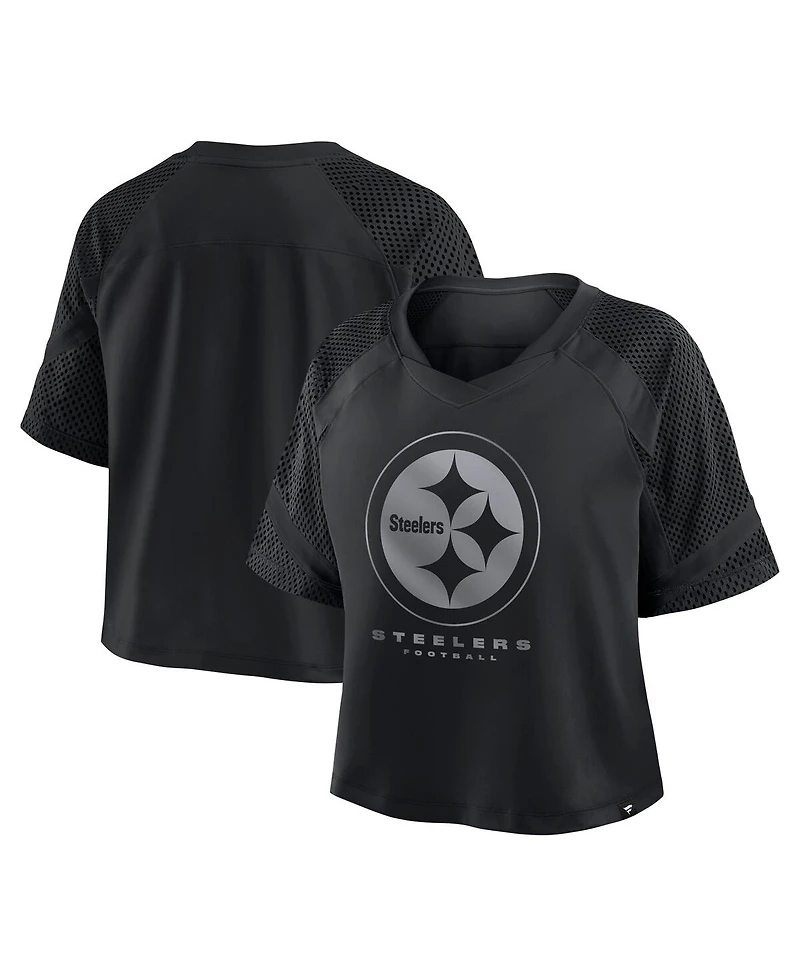 Fanatics Women's Pittsburgh Steelers Oversized Raglan V-Neck Blackout Fashion Jersey