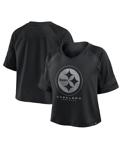 Fanatics Women's Pittsburgh Steelers Oversized Raglan V-Neck Blackout Fashion Jersey