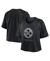 Fanatics Women's Pittsburgh Steelers Oversized Raglan V-Neck Blackout Fashion Jersey