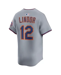 Nike Men's Francisco Lindor Gray New York Mets Road Limited Player Jersey