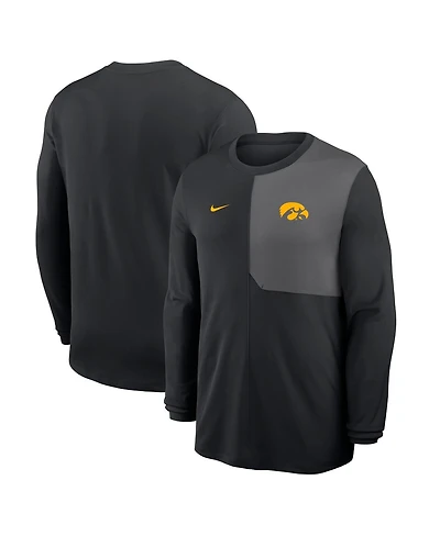 Nike Men's Black Iowa Hawkeyes 2025 Sideline Coach Uv Performance Long Sleeve T-Shirt