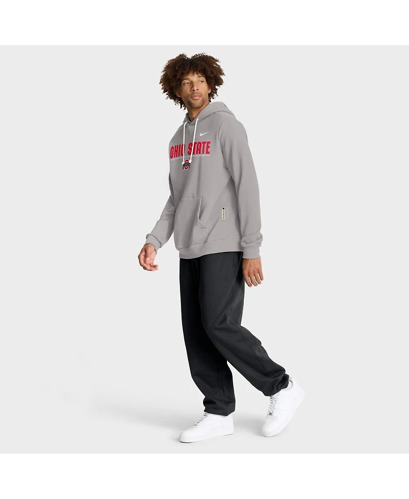 Nike Men's Gray Ohio State Buckeyes 2025 Sideline Performance Pullover Hoodie
