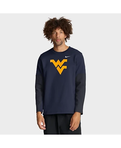 Nike Men's Navy West Virginia Mountaineers 2025 Sideline Coach Performance Long Sleeve T-Shirt